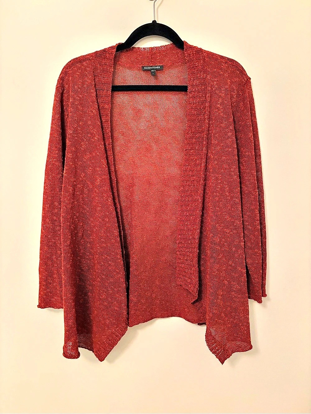 Eileen Fisher Open Front Knit Cardigan Size Large Like New